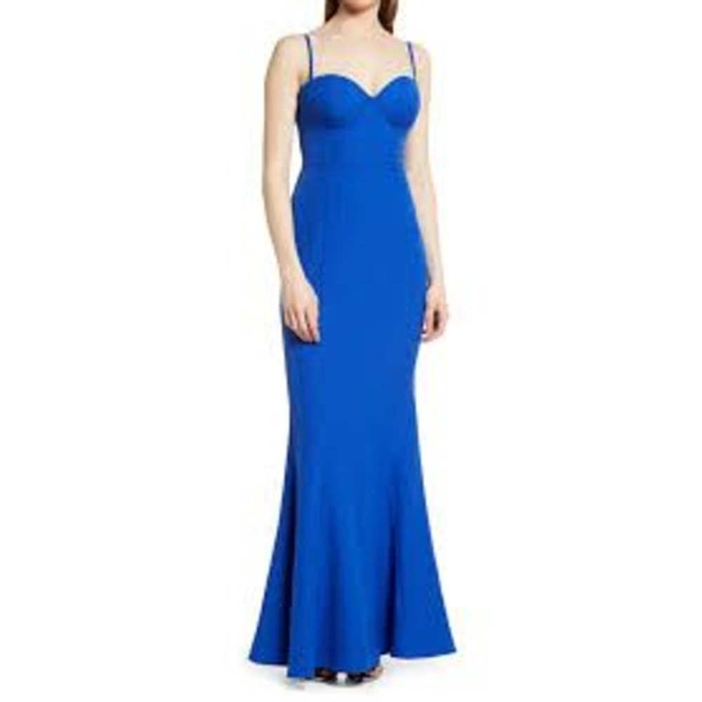 Elle Zeitoune Louisa Sweetheart Mermaid Gown Women Medium Indigo Blue NWT